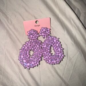 Purple Beaded Statement Earrings